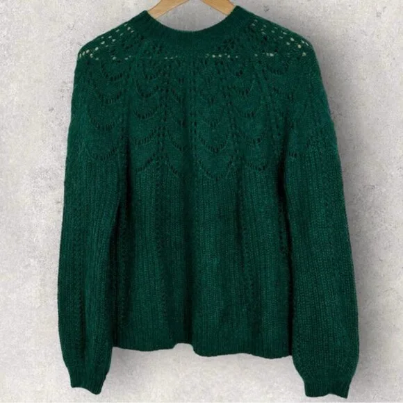 Sezane Paulin Jumper Sweater Green Size Medium French Mohair Merino Wool Knit M - Picture 7 of 13